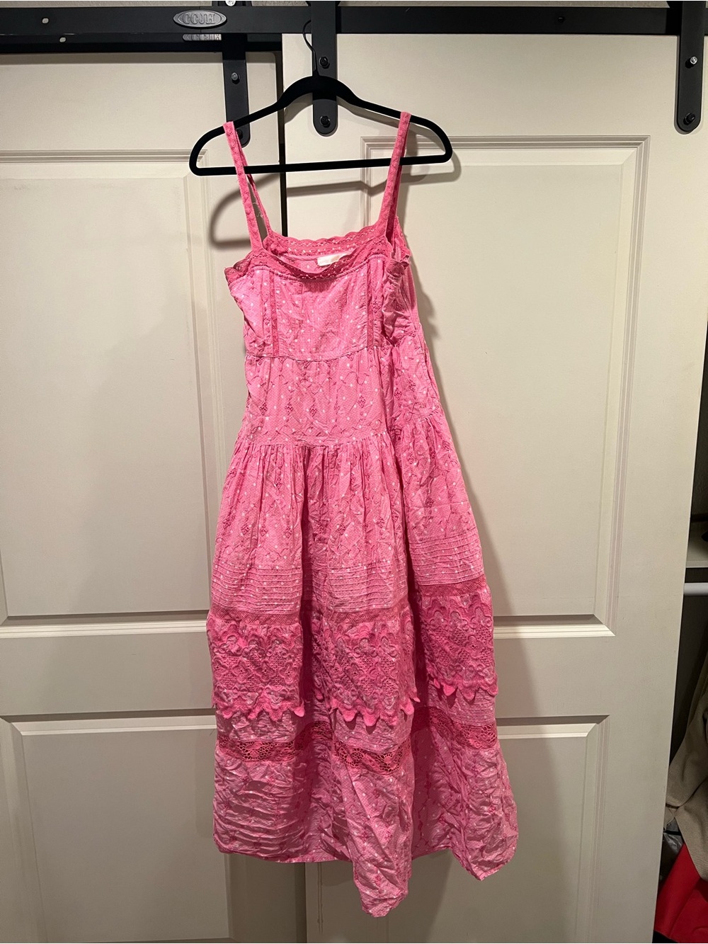 LoveShackFancy Pink Embroidered Maxi Dress